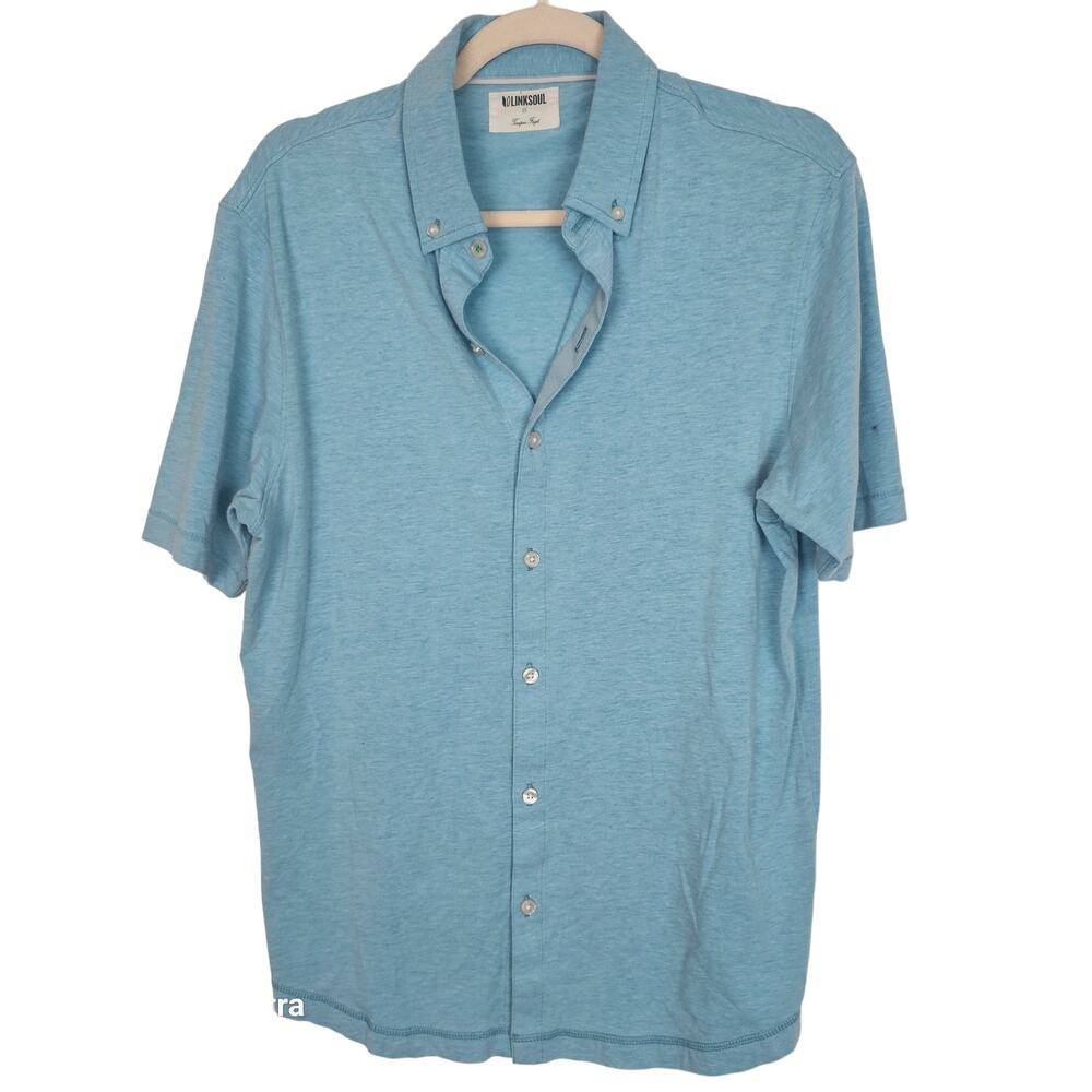 Linksoul Shirt Button Down Shirt Men S Blue Casual Shirt Short Sleeve Shirt